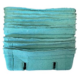 Green Fiber Fruit Berry Pulp Basket Container for Blueberries Strawberry Tomatoes and Produce (10, 2 Quart)