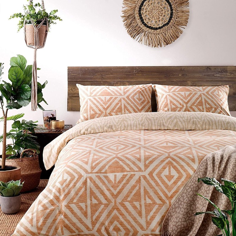 furn. Tanza Duvet Cover and Pillowcase Set, Terracotta, Double