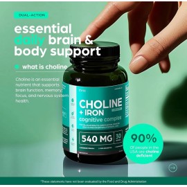 ARTNATURALS Choline & Iron Prenatal Supplement for women – 500mg Choline + 40mg Iron