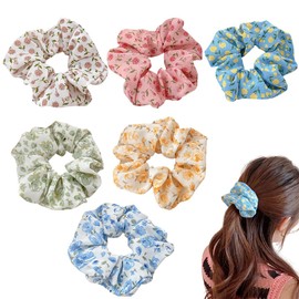 scicent Hair Ties 6 Pieces Hair Scrunchies for Women Cute Elastic Hair Ties Ropes Satin Scrunchy Soft Hair Bobbles Fashion Hair Accessories Decorations - 523