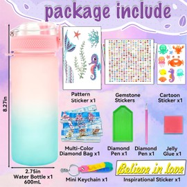 Unicorn Decorate Your Own Water Bottle Kits, Gifts for Girls Age 5 6 7 8 9: Craft Kits for Kids 6-12 Girls Toys 4-12 Year Old Kids Birthday Present for 8-9-10-11 Children Diamond Art Stickers