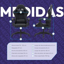 TITANO Silla Gaming con Reposapies Raven - Ergonomía Avanzada con Reposacabezas y Soporte Lumbar, Asiento Suave de Foam, Elevador de Gas Clase 3, y...