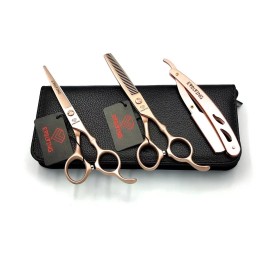 EVOLVING Kit Tijeras Rosa Oro 6 Pulgadas Barbero Estilista Evolving