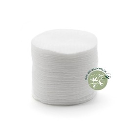 Larelle GOTS Ecocert Organic Cotton Pads Round 80 Pieces Approx. Diameter 57 mm Perfect for Daily Beauty Care