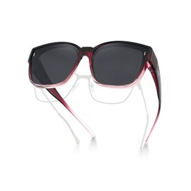 Meeloog Large Polarized Fit Over Glasses Sunglasses For Women Men, Oversized Trendy Square Shades For Driving Riding MST0110, P1 Burgundy Frame/Black Lens, One Size