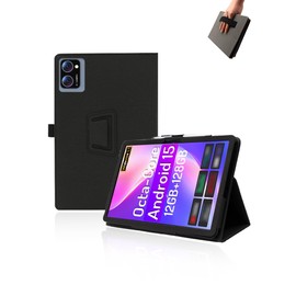 Case for LECTRUS T30W Tablet 10.1 inch Android 15 Tablets,UYRUREL Leather Slim Folding Stand Cover with Hand Strap Magnet for Men Women Full Protection,Black.