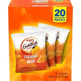 Goldfish Goldfish Cheddar Cheese Crackers, Baked Snack Crackers, 1 oz On-the-Go Snack Packs, 20 Count Box