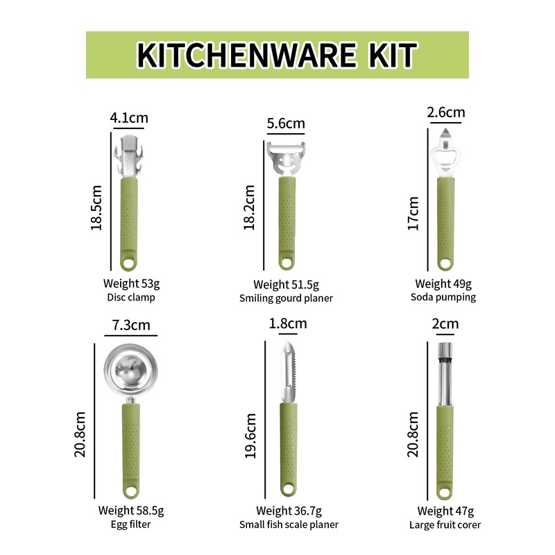 6 Pcs Kitchen Tool Set - Stainless Steel Kitchen Handle