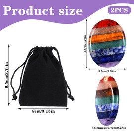 Telooco 2PCS Worry Stone Sensory Stones Worry Stones for Adults Chakra Oval Anxiety Relief Items Tiny Meditation Accessories Fidget Depression Stress Relief Items