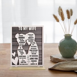 Hiagkmet to My Wife Plaque, Valentines Romantic Gifts for Wife from Husband, Rustic Love Sign for Wife's Birthday, Wedding Anniversary, Christmas & Just Because