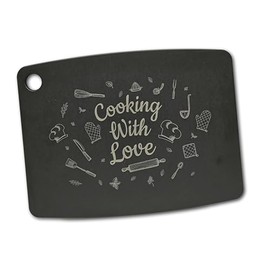 JADE Gourmet Kitchen 20.3 x 15 x 0.6 cm Kiss The Cook Laminated Wood Fibre Chopping Board with Hanging Hole, Suitable for All Foods, Dishwasher Safe (Cooking)