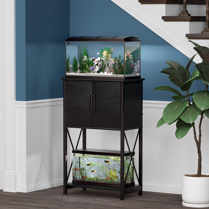 Herture 5-10 Gallon Fish Tank Stand, Metal Double Aquarium Stand