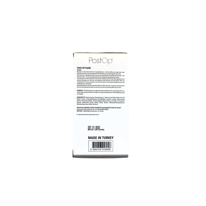 PostOp Kit After Hair Transplantation, Shampoo + Foam, Specially Designed
