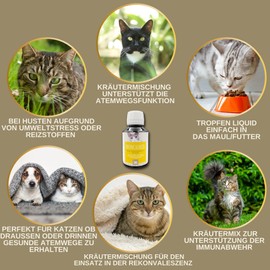 EMMA Hustensaft Katze I Thymian Bronchial Kräuter I Tropfen Anis Fenchel I Atemwegskräuter I Mittel Beruhigung Atemwege Husten I Schleimlöser I Hustenkräuter I Kräutermischung Katze 100ml