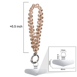 TENOC Beaded Phone Wrist Strap, Cellphone Lanyard Chain, Sparkling Wristlet Bracelet for Women, Gold