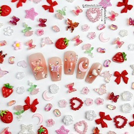 Random Mixed Shape Nail Art Charms, 200pcs/set Cute Nail Art Decoration, DIY Materials for Nail Art Decoration & Jewelry Making, Christmas Gift