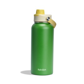 HydroQuin 32oz Water Bottle with Comfort Grip Handle, Gym Water Bottle, Insulated Steel Water Bottle with Wide Mouth, No Straw