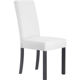 Finch Hayes Parsons Upholstered Dining Chairs with Removable Skirted Slipcover for Kitchen & Dining Room, High Chair Back with Polyester Weave Fabric, Slip Covered Accent Chairs Set of 2, Ivory White