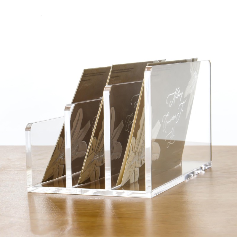 AIDIMOO Clear Acrylic 3 Compartment Mail & Letter Organizer for