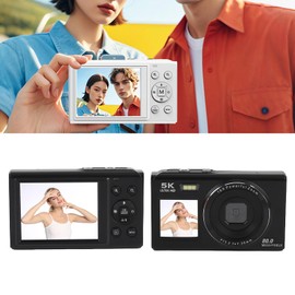 Bewinner 5K Vlog Camera with Dual Screen, 80MP Photo, 18X Zoom, WiFi Sharing, Auto Focus Compact Digital Camera with Filters, Beauty Mode, Fill Light, Includes 32GB Card (Black)