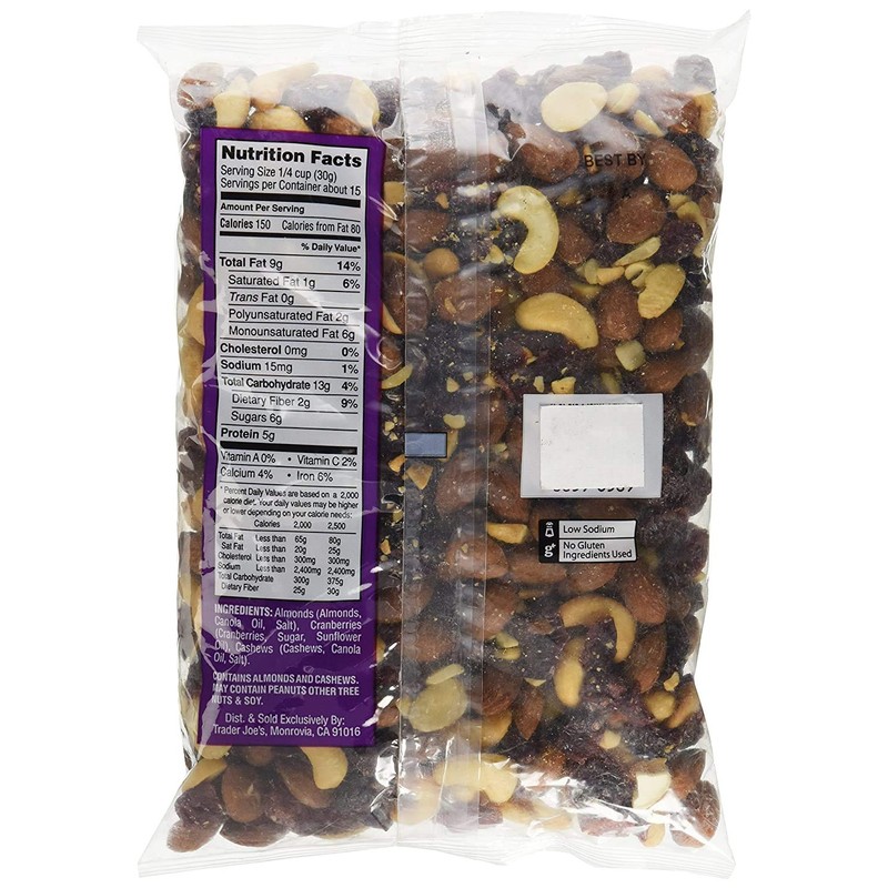 Trader Joe's Simply Almonds, Cashews & Cranberries Trek Mix...16 oz.