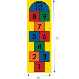 Children's Factory Hopscotch Play Carpet, 26”L x 79”W, Learning Carpets for Preschools, Playrooms, and Elementary Schools, Classroom Rug, Carpets for Kids