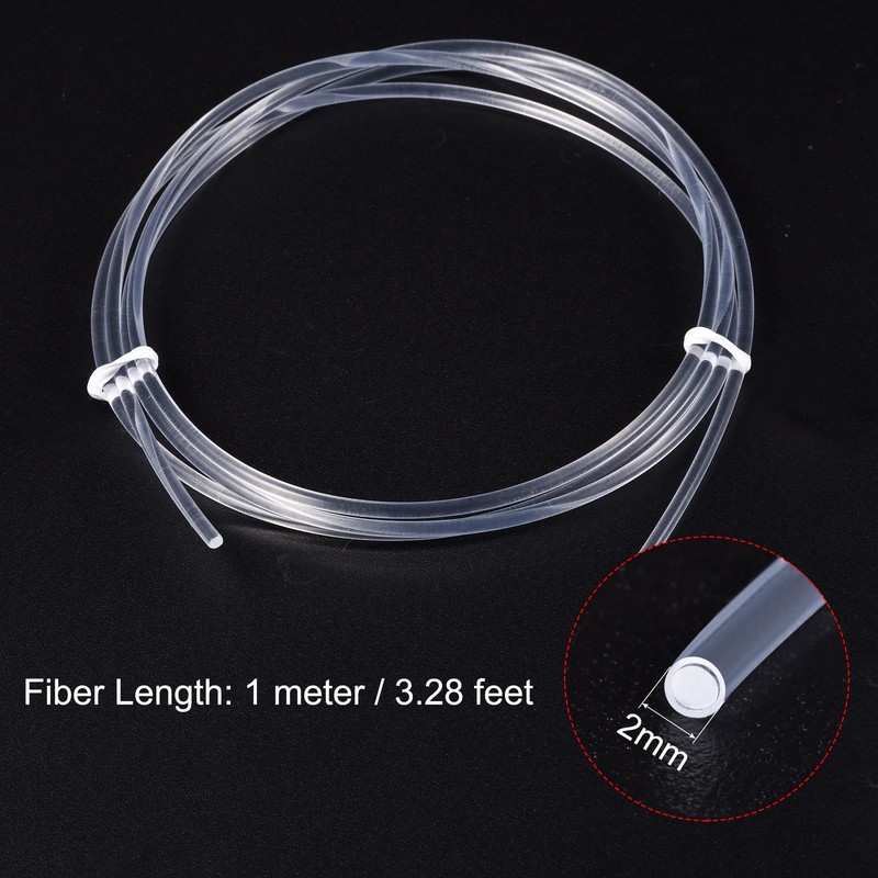 sourcing map PMMA Side Glow Fibre Optic Cable 2 mm