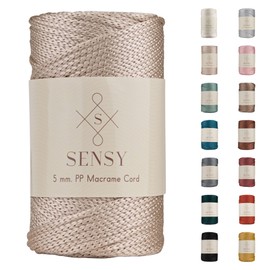 Sensy Premium 5mm 104 Yards Polyester Rope 100% Polypropylene Cord Macrame Cord 5mm Crochet Bag Cord Macrame Rope Crochet Thread Gift for Knitter (Latte)