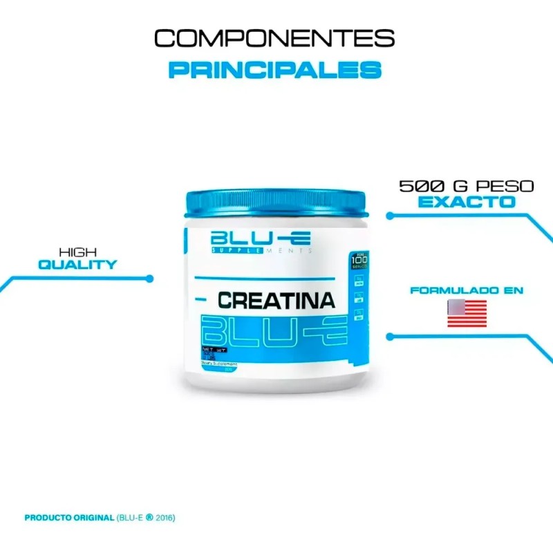 Blu-e Creatina Monohidratada 500 Gramos 100 Servicios