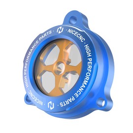 NICECNC Oil Filtre Cover with Transparent Window Compatible with Yamaha Raptor 700 2013-2020 2021 2022 2023 2024, 700R 2009 2011 2012 2013 2014-2024, 700 SE 700R SE, See Fitments Blue