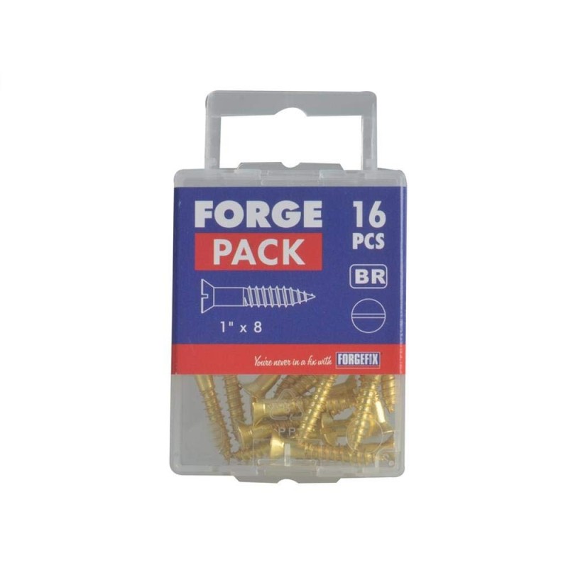 ForgePack Wood Screws - Solid Brass | 1" x 8