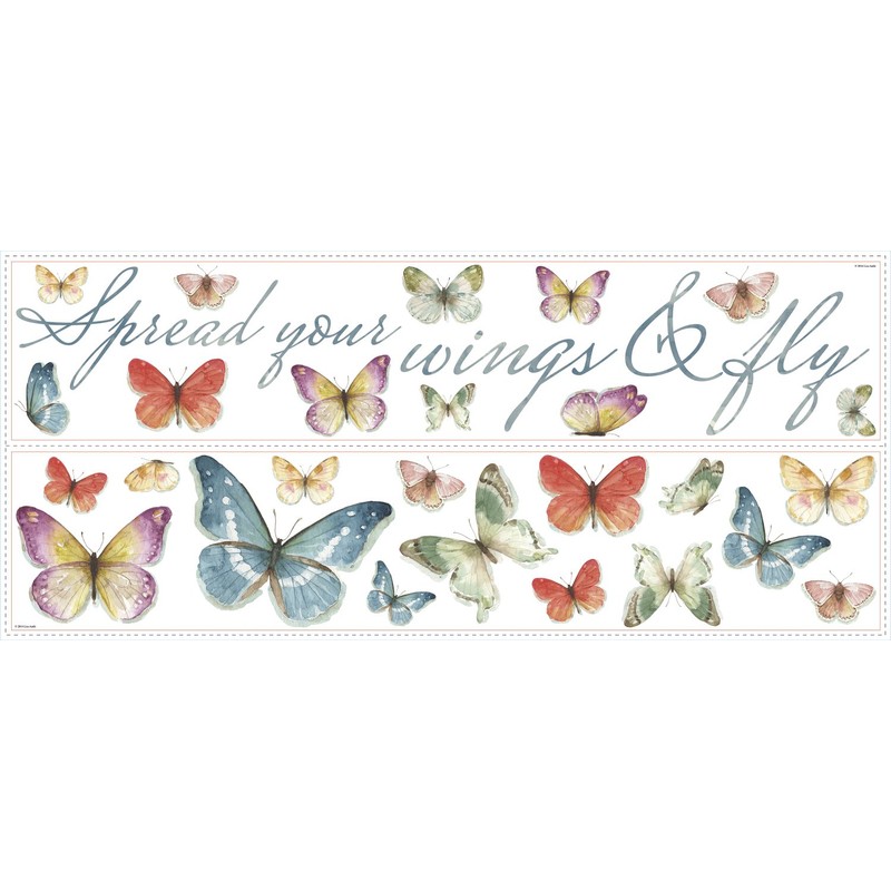 RoomMates RMK3263SCS Lisa Audit Butterfly Quote Peel and Stick Wall