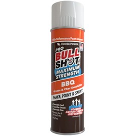 Bull Shot BBQ MAX Pro Super-Concentrated Foaming Grill Cleaner, AS SEEN ON TV, Made in USA, Shake, Point & Spray, Emulsifies Grease & Char on Grills, Stove Burners, Drip Pans & More