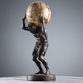 FUNSXBUG 17 Inch X-Large Atlas Holding World Greek God Statue Sculpture Collectible Figurine Home Decor Living Room Desktop Decoration