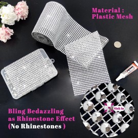 Yhsheen Silver Rhinestone Ribbon, 4.7In X 4.5Yards 24Rows Rhinestone Mesh Fabric, Bling Rhinestone Ribbon Roll for Crafts, Mum Ribbon Rhinestone Wrap Trim, Silver