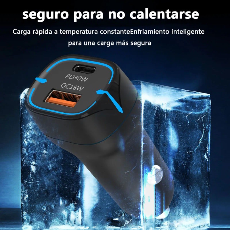 48w Cargador Auto Carga Rápida Y 30w Cargador Carga Rápida