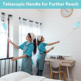 360° Duster Refills Kit for Swiffer Duster, 25 Pack & 1 Handle, Multi-Surface Dusters with 4X Microfibers. Efficient Duster Kit for Cleaning Pet Hair, Home, Office, Blinds, Furniture and More