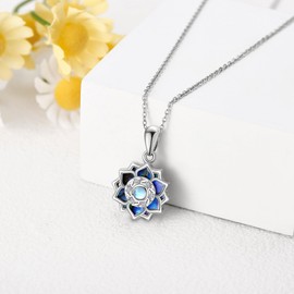 VENACOLY Lotus Necklace S925 Sterling Silver Fidget Necklaces Spinning Lotus Pendant Anxiety Necklace Fidget Jewellery for Women Female