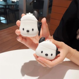 TOU-BEGUIN Cute White Dog Design Case Compatible with Airpods Pro, Soft Silicone Wireless Earphone Shockproof Skin, Kids Boys Girls Creative Protector