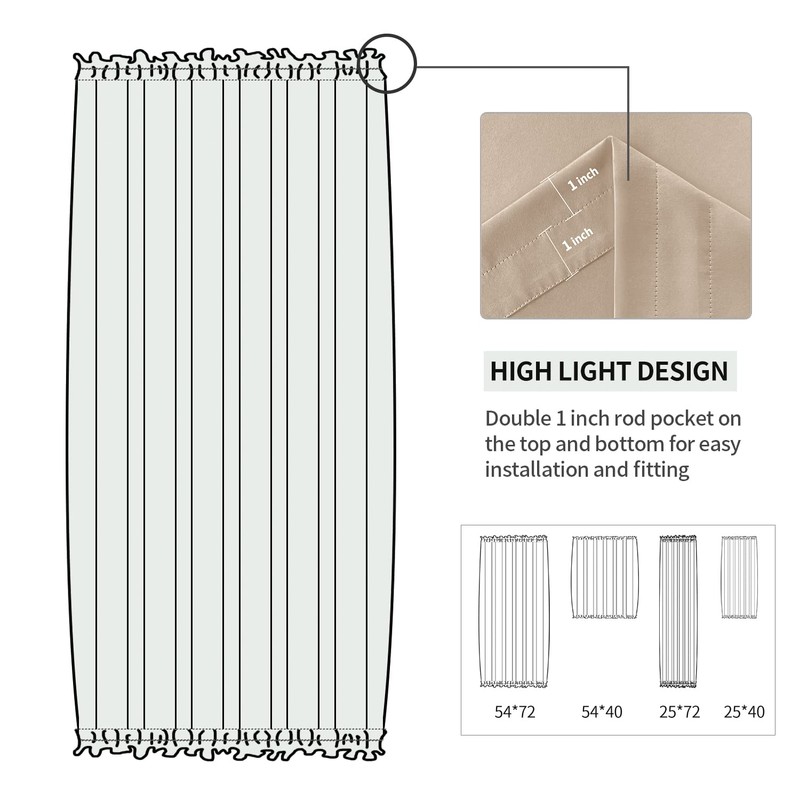 DWCN French Door Curtains – Rod Pocket Thermal Blackout Curtain