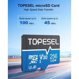 TOPESEL 256GB Micro SD Card 2 Pack, 4K HUD, U3 SDXC TF Card with Adapter High-Speed UHS-I V30 Micro Flash Memory Card for Smartphones, Cameras, Dash Cams