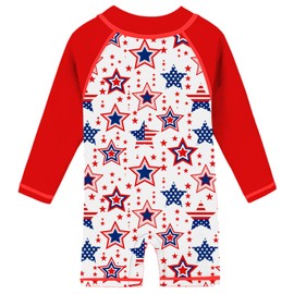 Funnycokid Baby Swimsuit Boy 18-24 Month 4th of July Bathing Suit Patriotic Rash Guard One Piece Swimwear Long Sleeve Sunsuit,04
