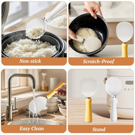 Suction Cup Rice Paddle - Magnetic Rice Spoon,Non-Stick, Heat-Resistant, Easy-Clean PP Kitchen Tools (White)