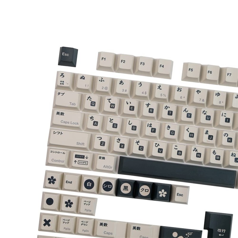 Black White Japanese PBT Keycap Cherry Profile DYE Sublimation Mechanical