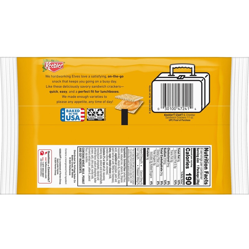 Keebler Sandwich Crackers, Single Serve Snack Crackers, Lunch Snacks, Club