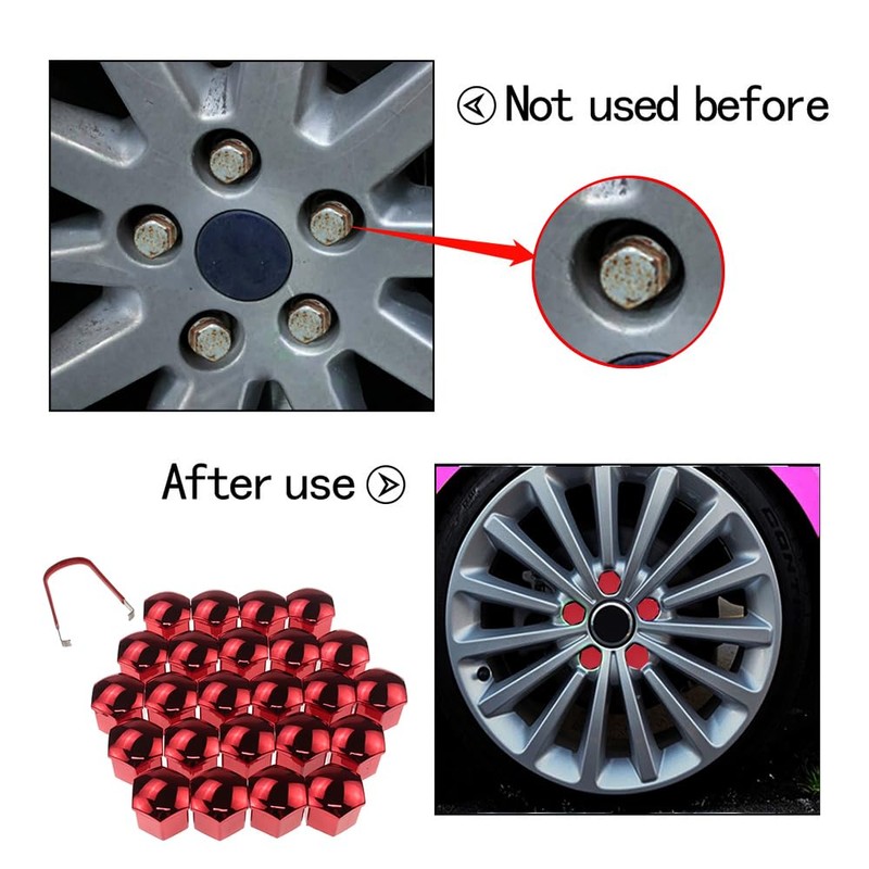 Nihfien 24pcs Wheel Nut Cap 19mm Wheel Bolt Nut Caps