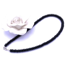 7079 Onyx Jewellery Necklace Onyx Lenses Size Approx. 8 mm Clasp 925 Sterling Silver, Gemstone, Onyx
