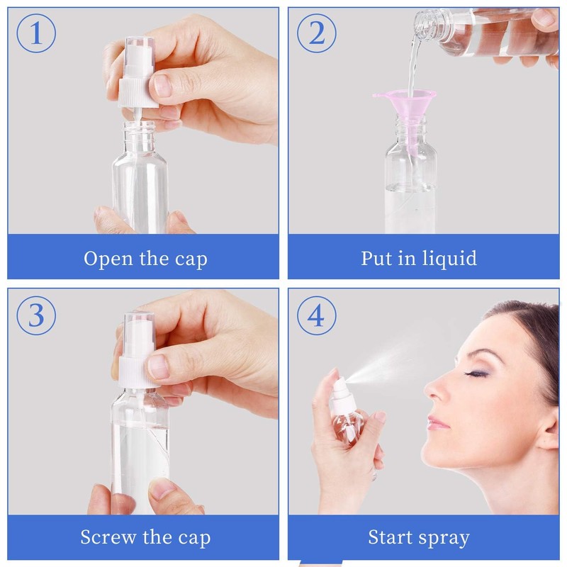 24 Pcs Spray Bottles 2oz / 55ml Clear Empty Mini