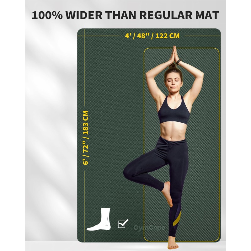 GymCope Extra Large Yoga Mat – 72"x48" or 78"x57", Non-Slip