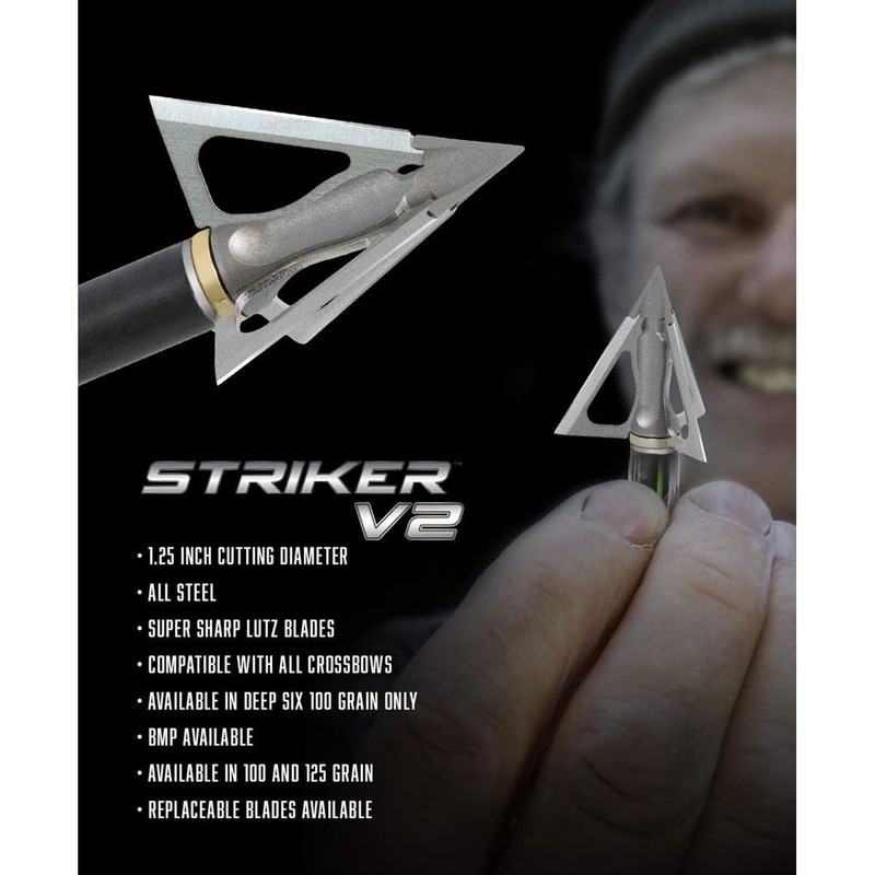 G5 Striker V2 Fixed 3-Blade Broadhead - Archery Hunting Steel